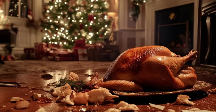 A tray of turkey fallen on the floor | Source: AmoMama