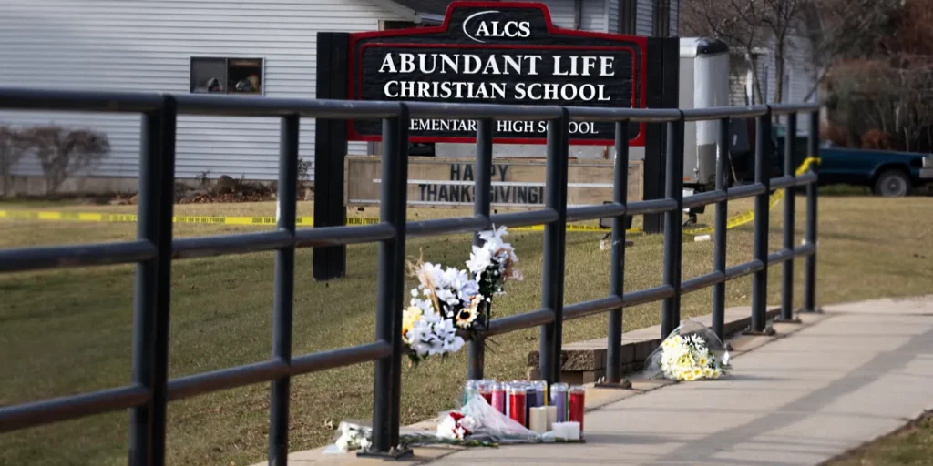 Flowers laid out at Abundant Life Christian School, 2024 | Source: Getty Images