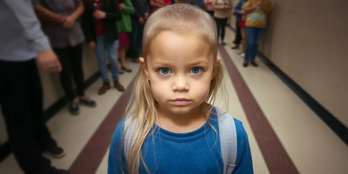 A girl with badly cut hair in a school hallway | Source: Amomama