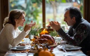 A couple arguing at dinner | Source: Midjourney