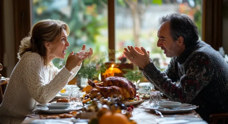 A couple arguing at dinner | Source: Midjourney