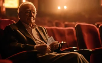 Elderly man sitting at the cinema with two tickets | Source: Midjourney