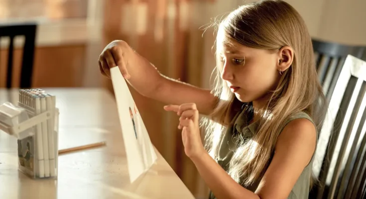 A girl holding a drawing | Source: Shutterstock