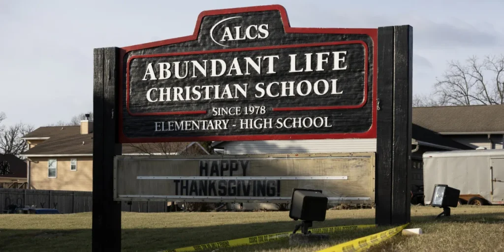 The Abundant Life Christian School sign. | Source: Getty Images