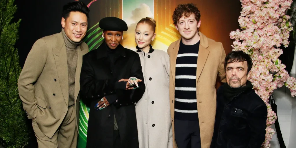 Jon M. Chu, Cynthia Erivo, Ariana Grande, Ethan Slater, and Peter Dinklage | Source: Getty Images