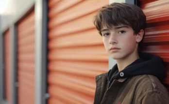 A teenage boy near a storage unit | Source: Midjourney