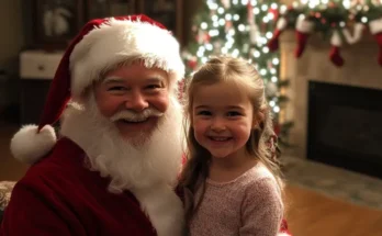 A girl and a Santa smiling | Source: Midjourney