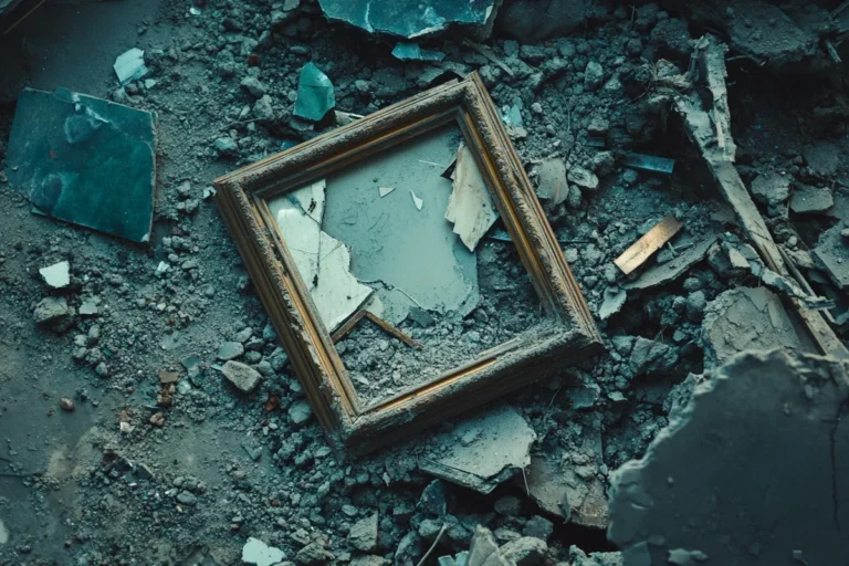 A picture frame in the middle of rubble | Source: Amomama