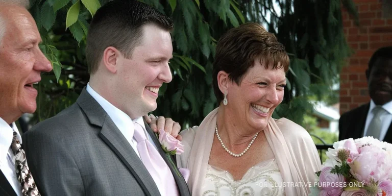 Man and his mother at a wedding | Source: Midjourney