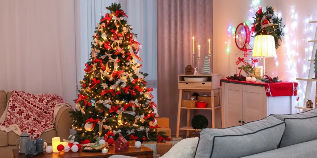 A Christmas tree in a living room | Source: Shutterstock