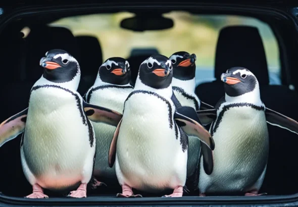 Penguins in the trunk of a car | Source: Amomama