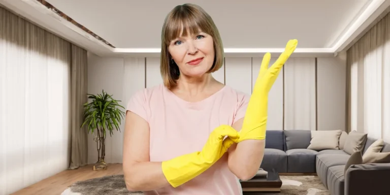 A mature woman wearing latex gloves | Source: Shutterstock