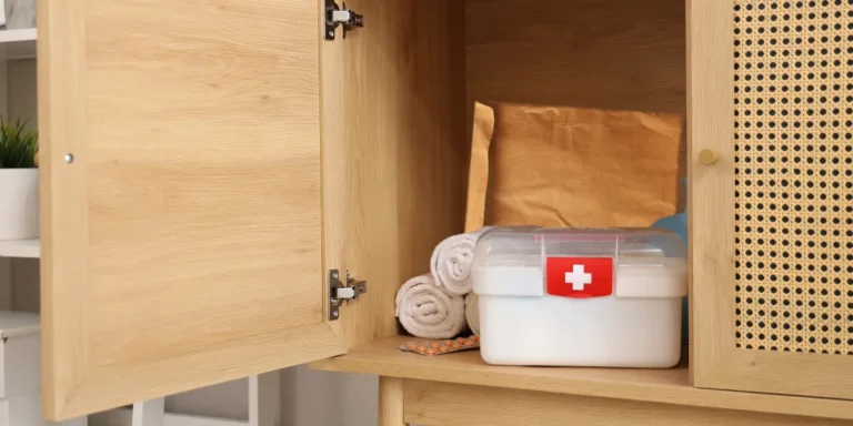 A first aid kit inside a cabinet | Source: Shutterstock