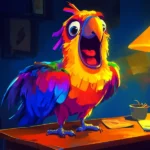 A colorful parrot perched on a desk in a dark room | Source: Amomama