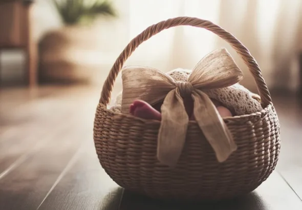 A baby in a basket. | Source: Midjourney