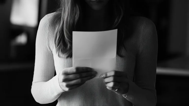 A woman holding a letter | Source: Midjourney